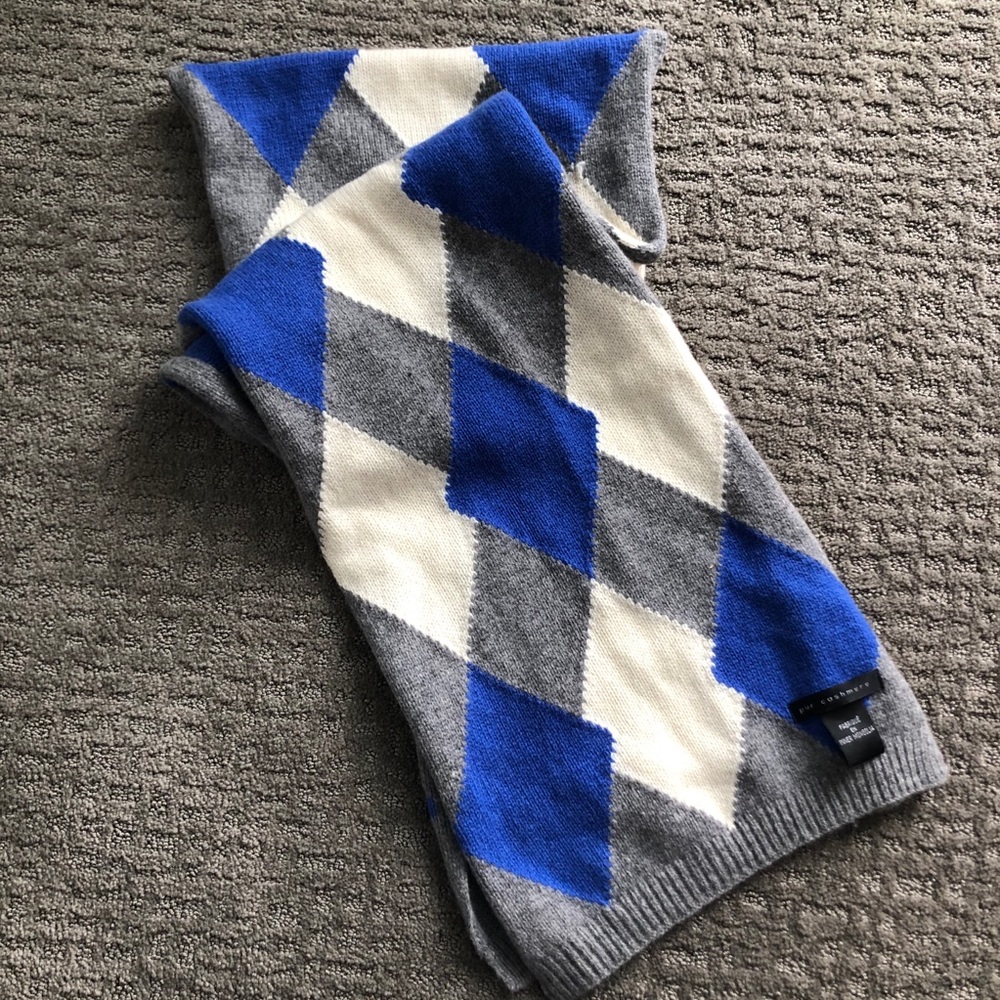 Pur Cashmere Blue/White/Gray Winter Scarf